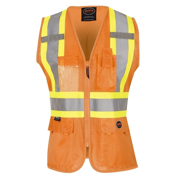Pioneer Ladies Mesh Back Vest, Orange, Small V1021850U-S - main